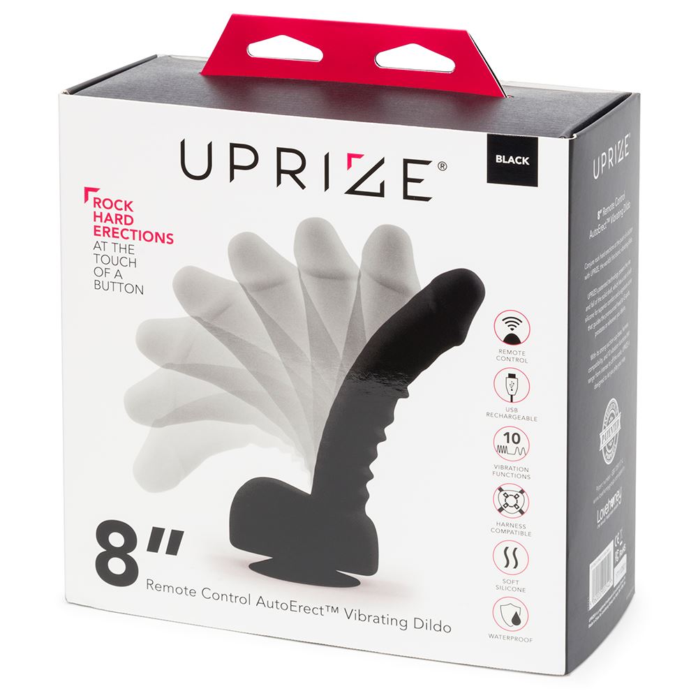 Uprize Remote Control Rising 8 Inch Vibrating Realistic Dildo Black