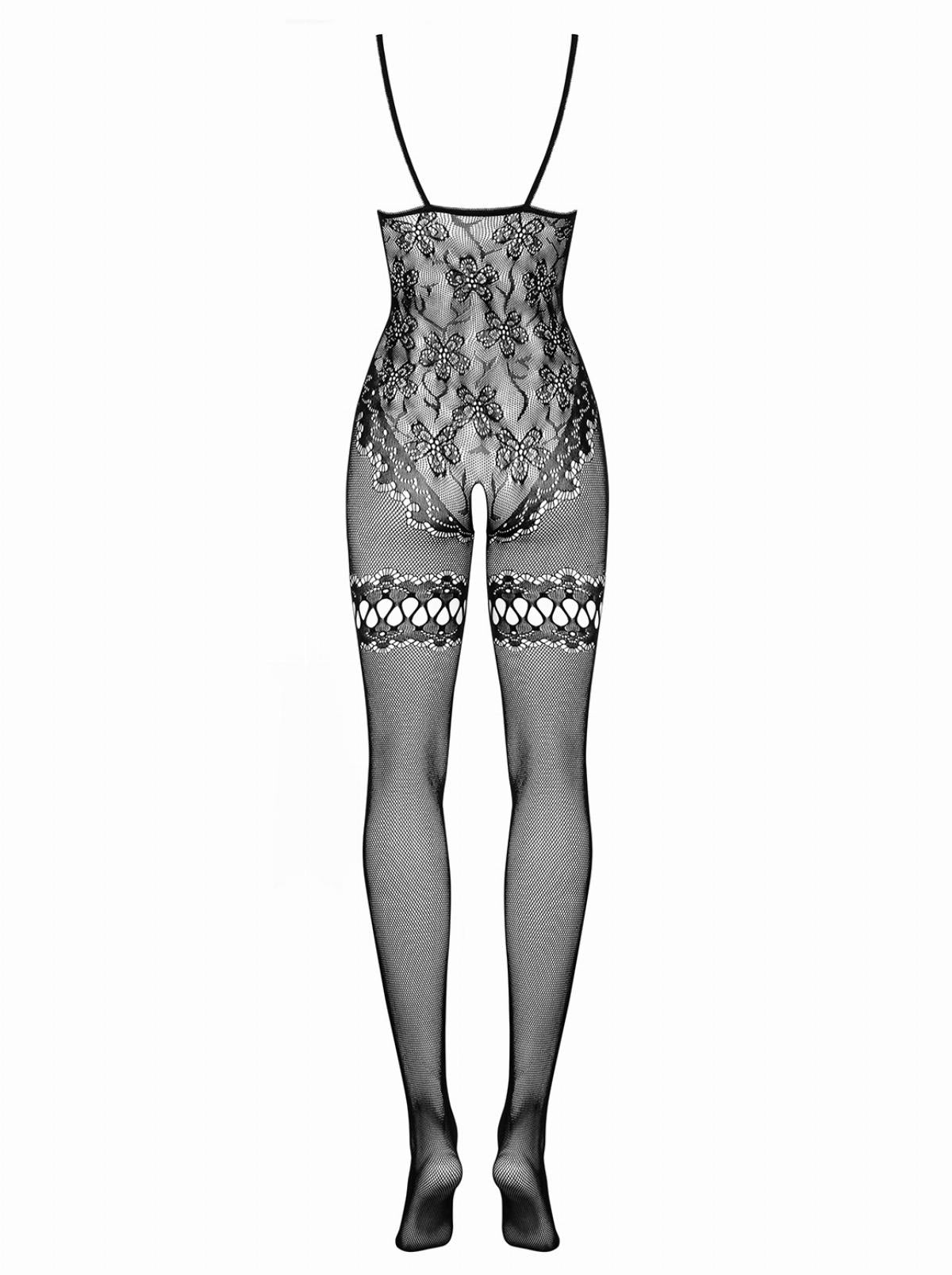 Crotchless Bodystocking With Body And Garter Design