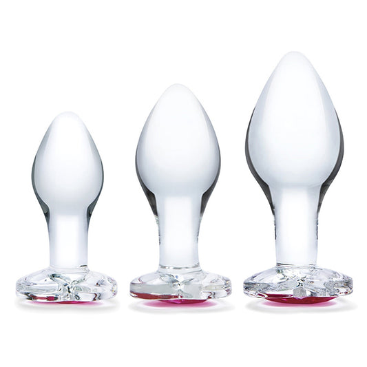 Glas - Heart Jewel Glass Anal Training Kit 3 pcs - FeelGoodStore UK