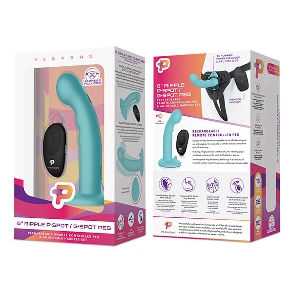 Pegasus - 6” Remote Control Ripple P-Spot G-Spot Silicone Peg with Harness  - FeelGoodStore UK