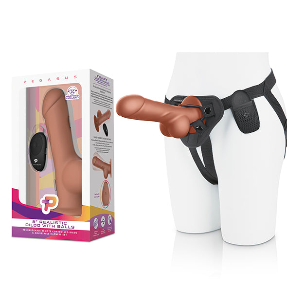 Pegasus - 8” Remote Control Realistic Silicone Dildo with Balls and Harness - FeelGoodStore UK