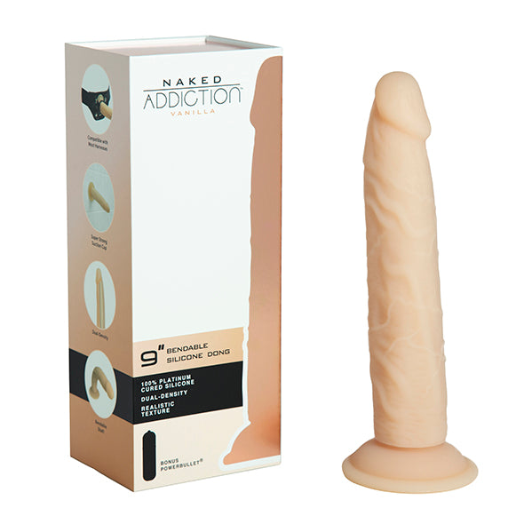 Naked Addiction - 22,8 cm Silicone Bendable Dual Density Dildo Vanilla - FeelGoodStore UK