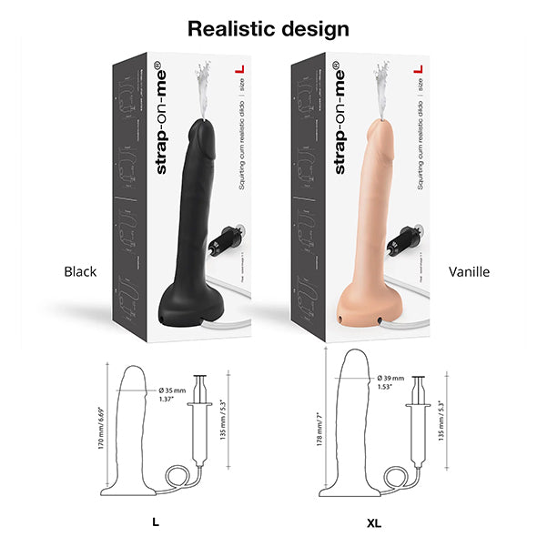 Strap-On-Me - Squirting Cum Dildo Realistic Black L - FeelGoodStore UK