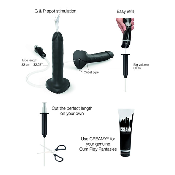 Strap-On-Me - Squirting Cum Dildo Realistic Black L - FeelGoodStore UK