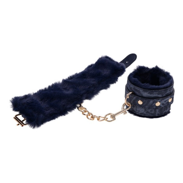 Sportsheets - Cougar Fur Handcuffs Blue - FeelGoodStore UK