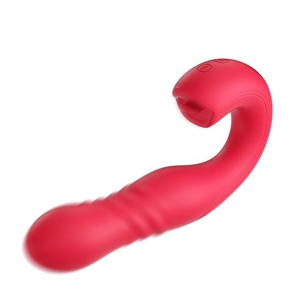 HoneyPlayBox - JOI Thrust 2 Pressure Sensing App Controlled Thrusting G-spot Vibrator & Tongue Clit Licker Red - FeelGoodStore UK