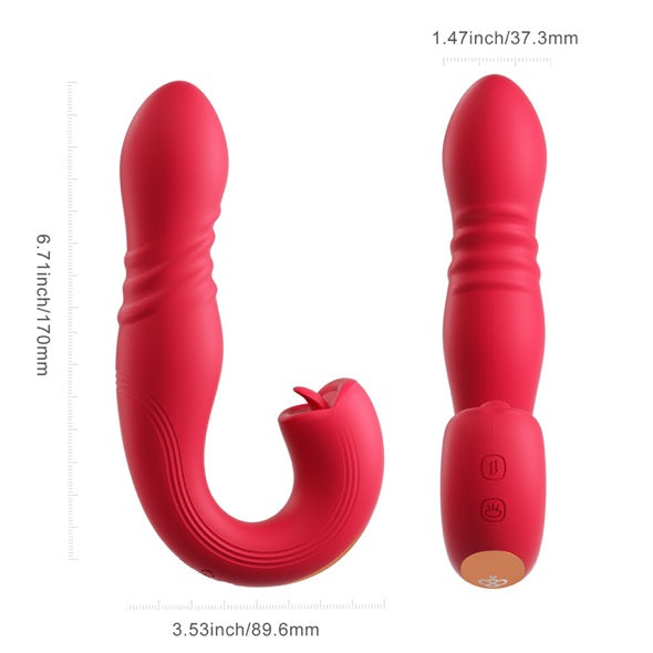 HoneyPlayBox - JOI Thrust 2 Pressure Sensing App Controlled Thrusting G-spot Vibrator & Tongue Clit Licker Red - FeelGoodStore UK