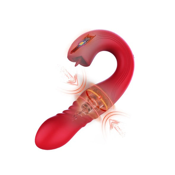 HoneyPlayBox - JOI Thrust 2 Pressure Sensing App Controlled Thrusting G-spot Vibrator & Tongue Clit Licker Red - FeelGoodStore UK