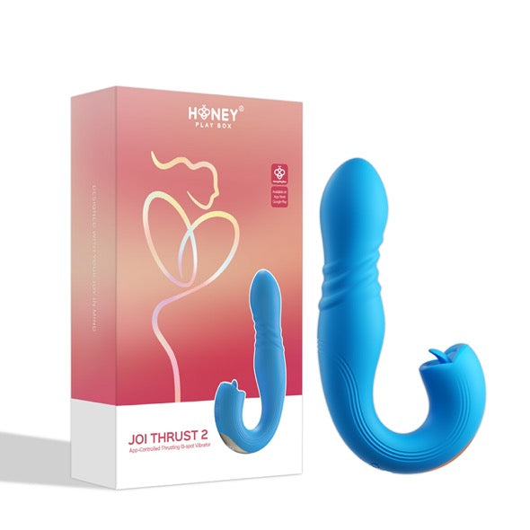 HoneyPlayBox - JOI Thrust 2 Pressure Sensing App Controlled Thrusting G-spot Vibrator & Tongue Clit Licker Blue - FeelGoodStore UK