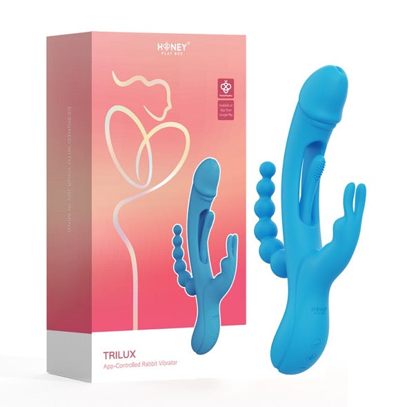 HoneyPlayBox - Trilux Kinky Finger Rabbit Vibrator with Anal Beads Blue - FeelGoodStore UK