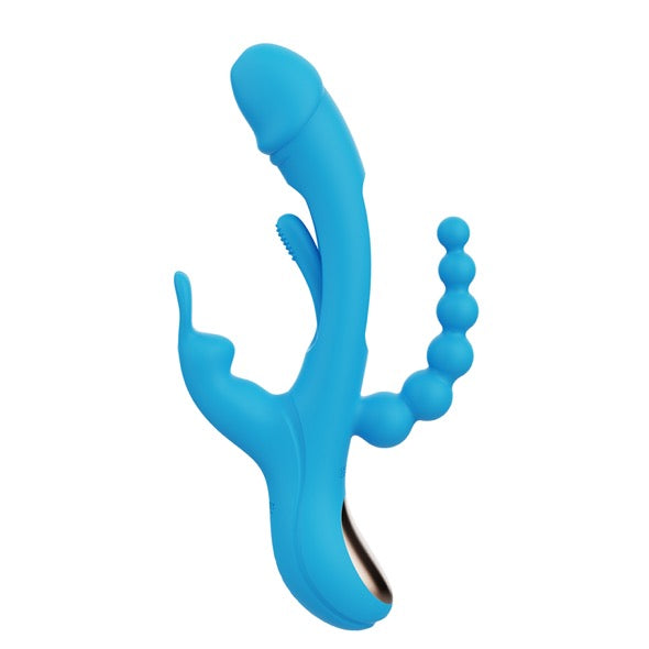 HoneyPlayBox - Trilux Kinky Finger Rabbit Vibrator with Anal Beads Blue - FeelGoodStore UK