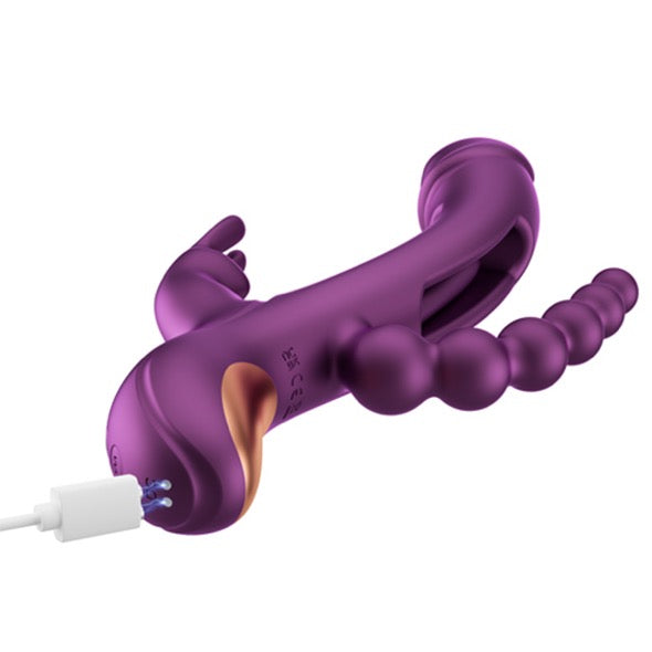 HoneyPlayBox - Trilux Kinky Finger Rabbit Vibrator with Anal Beads Purple - FeelGoodStore UK