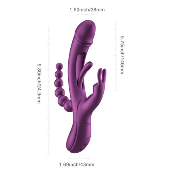 HoneyPlayBox - Trilux Kinky Finger Rabbit Vibrator with Anal Beads Purple - FeelGoodStore UK