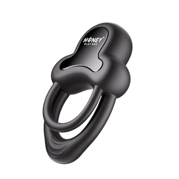 HoneyPlayBox - Anello-App-Controlled Vibrating Double Cock Ring with Clitoral Stimulator Black - FeelGoodStore UK