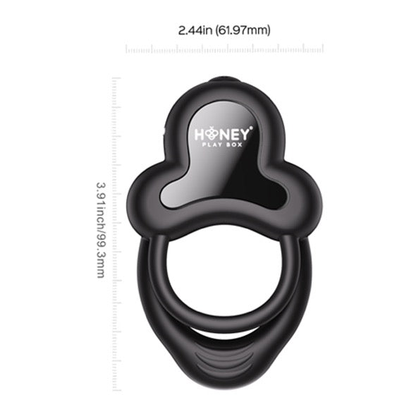 HoneyPlayBox - Anello-App-Controlled Vibrating Double Cock Ring with Clitoral Stimulator Black - FeelGoodStore UK