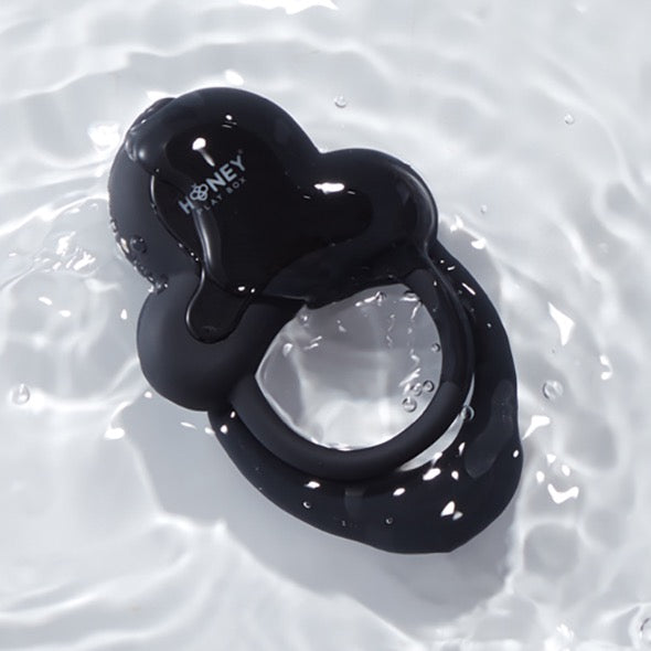 HoneyPlayBox - Anello-App-Controlled Vibrating Double Cock Ring with Clitoral Stimulator Black - FeelGoodStore UK