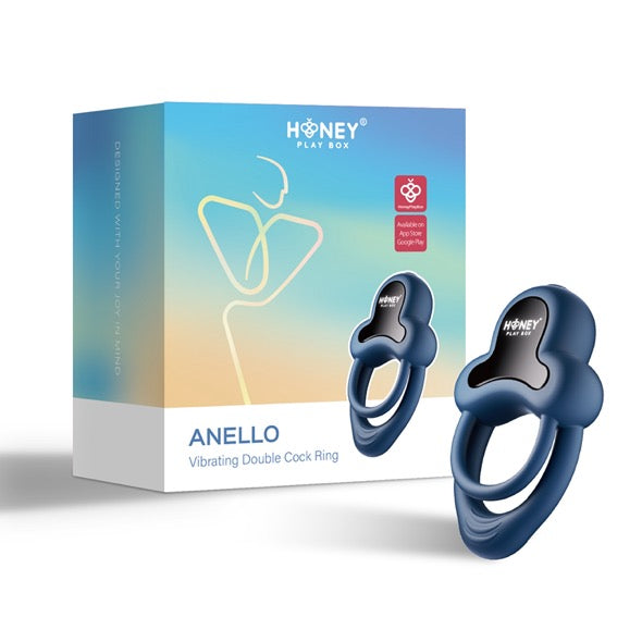 HoneyPlayBox - Anello-App-Controlled Vibrating Double Cock Ring with Clitoral Stimulator Blue - FeelGoodStore UK