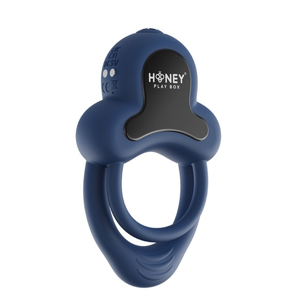 HoneyPlayBox - Anello-App-Controlled Vibrating Double Cock Ring with Clitoral Stimulator Blue - FeelGoodStore UK