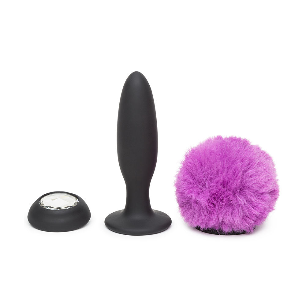 Happy Rabbit Rechargeable Vibrating Butt Plug Medium - Black/Pink