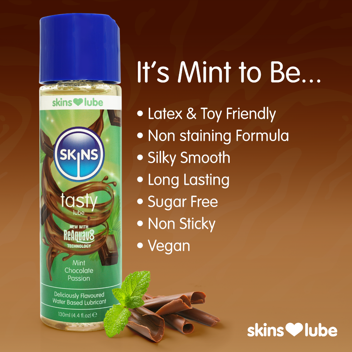 Skins Mint Chocolate Water Based Lubricant 4.4 fl oz (130ml)