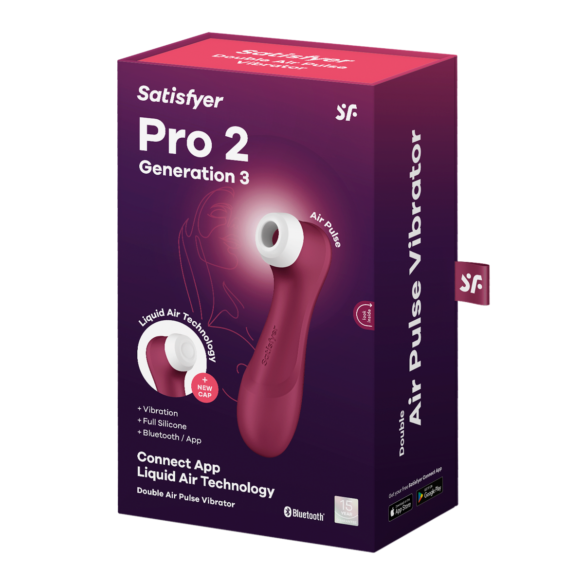 Satisfyer Pro 2 – Generation 3 With Liquid Air Technology – App Enabled Wine Red