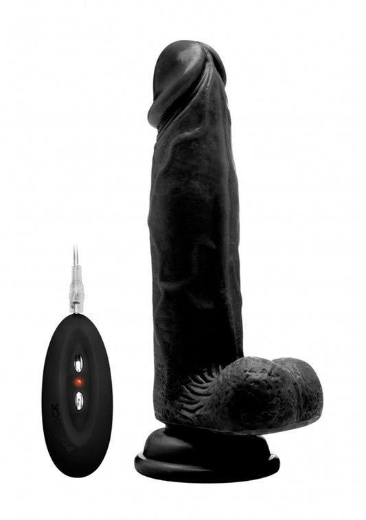 Real Rock - Vibrating Cock & Balls 8 inches - Black