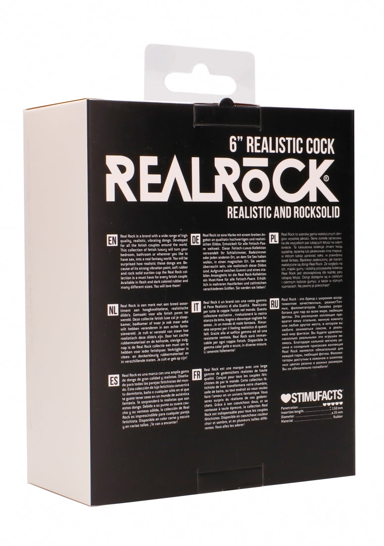 Real Rock - Realistic Dildo & Balls 6 inches - Black