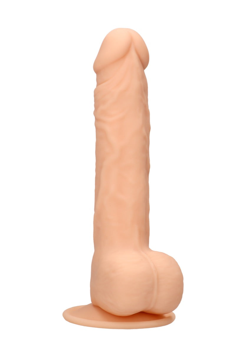 Real Rock Silicone Dildo With Balls 9.5" (Flesh)