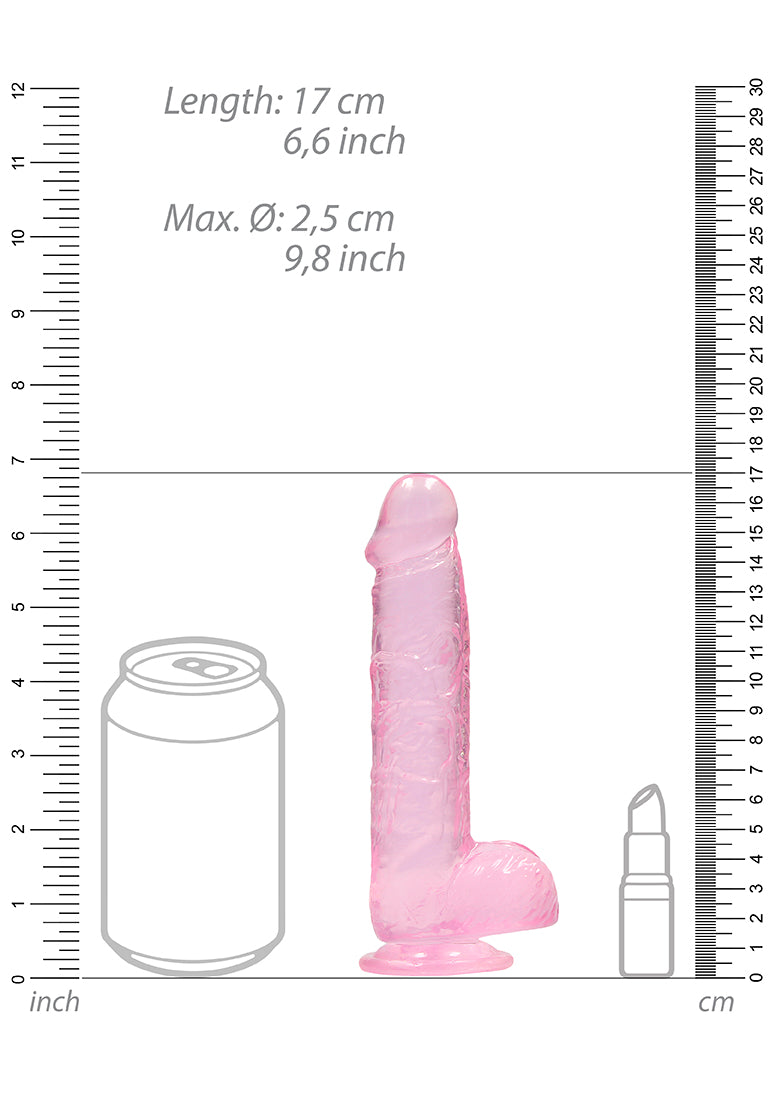 Real Rock Crystal Clear 6" Realistic Dildo With Balls (Pink)