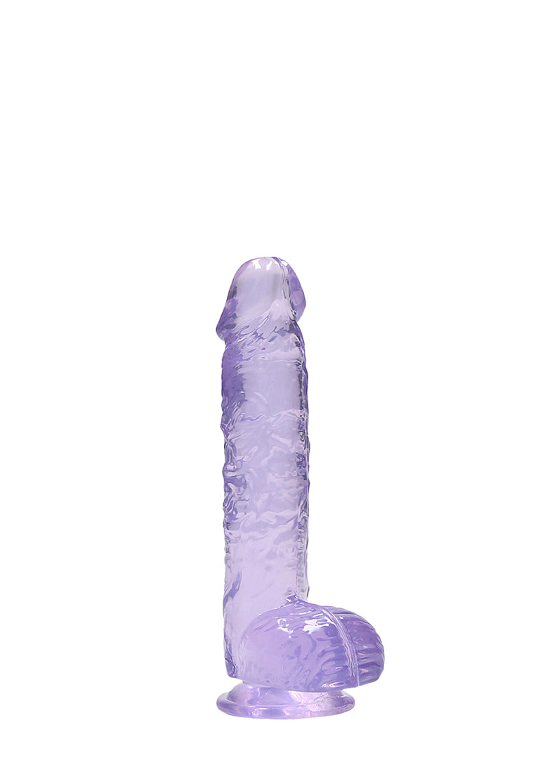 Real Rock Crystal Clear 6" Realistic Dildo With Balls (Purple)