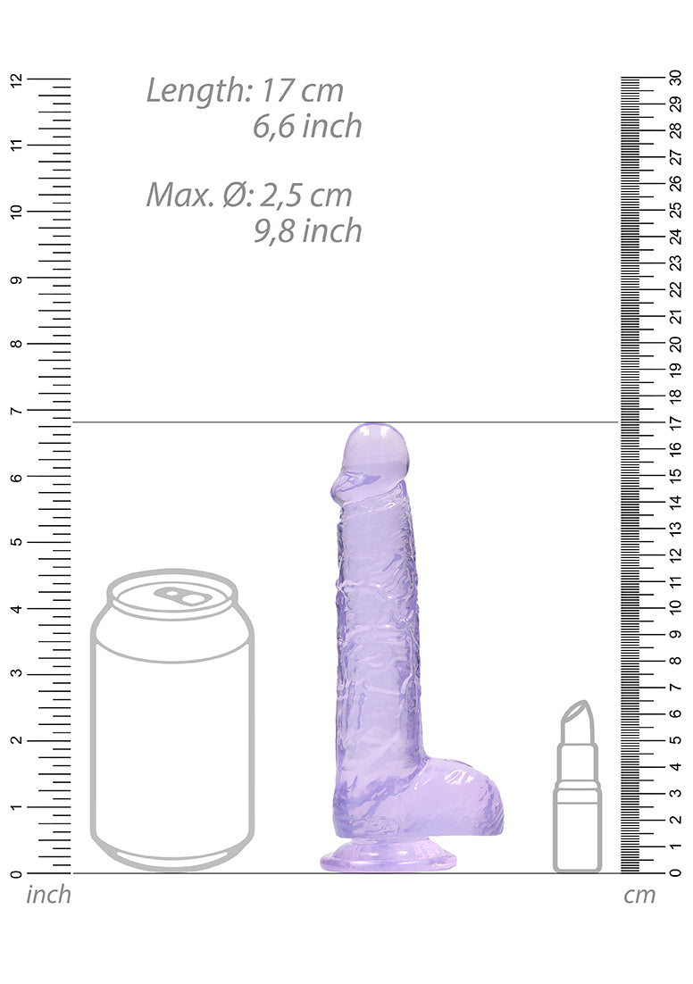 Real Rock Crystal Clear 6" Realistic Dildo With Balls (Purple)