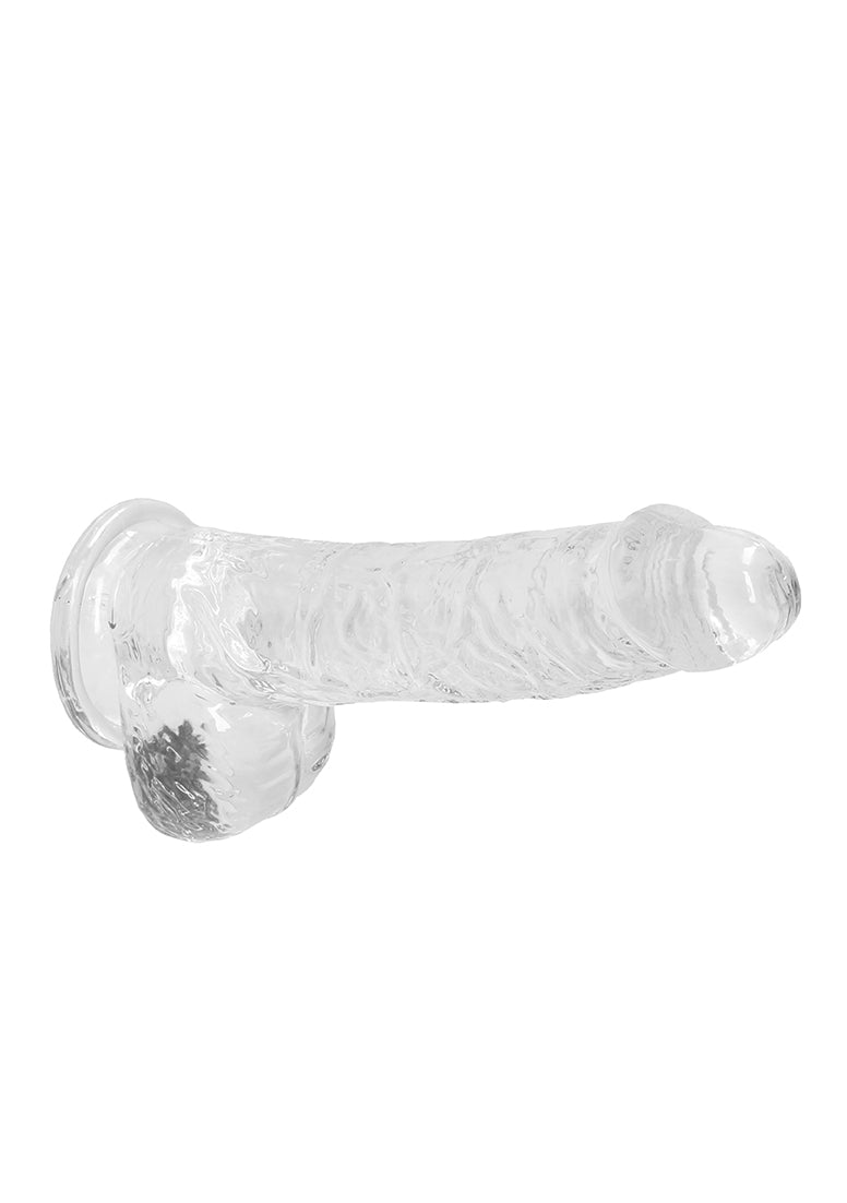 Real Rock Crystal Clear 6" Realistic Dildo With Balls (Transparent)