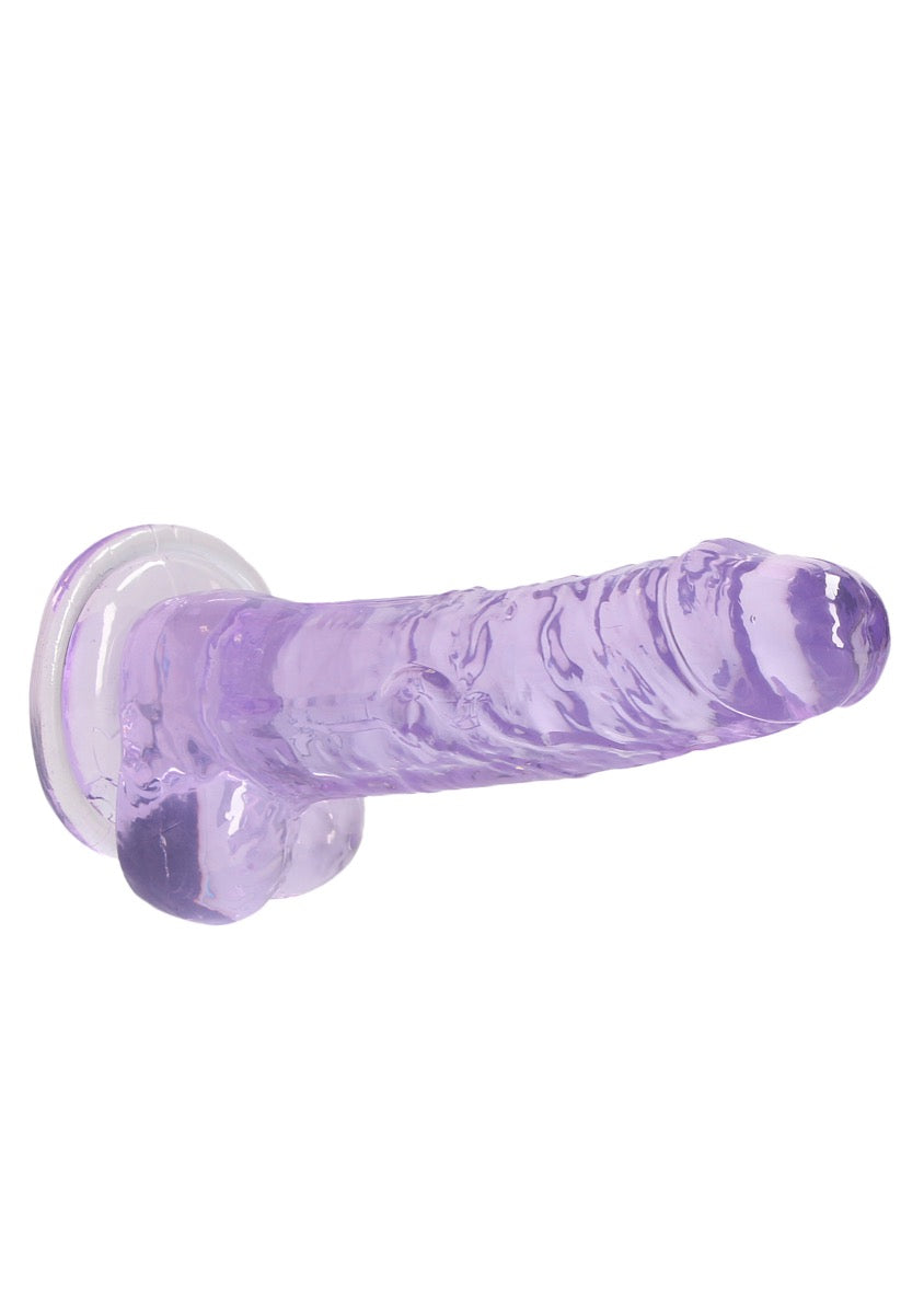 Real Rock Crystal Clear 7" Realistic Dildo With Balls (Purple)