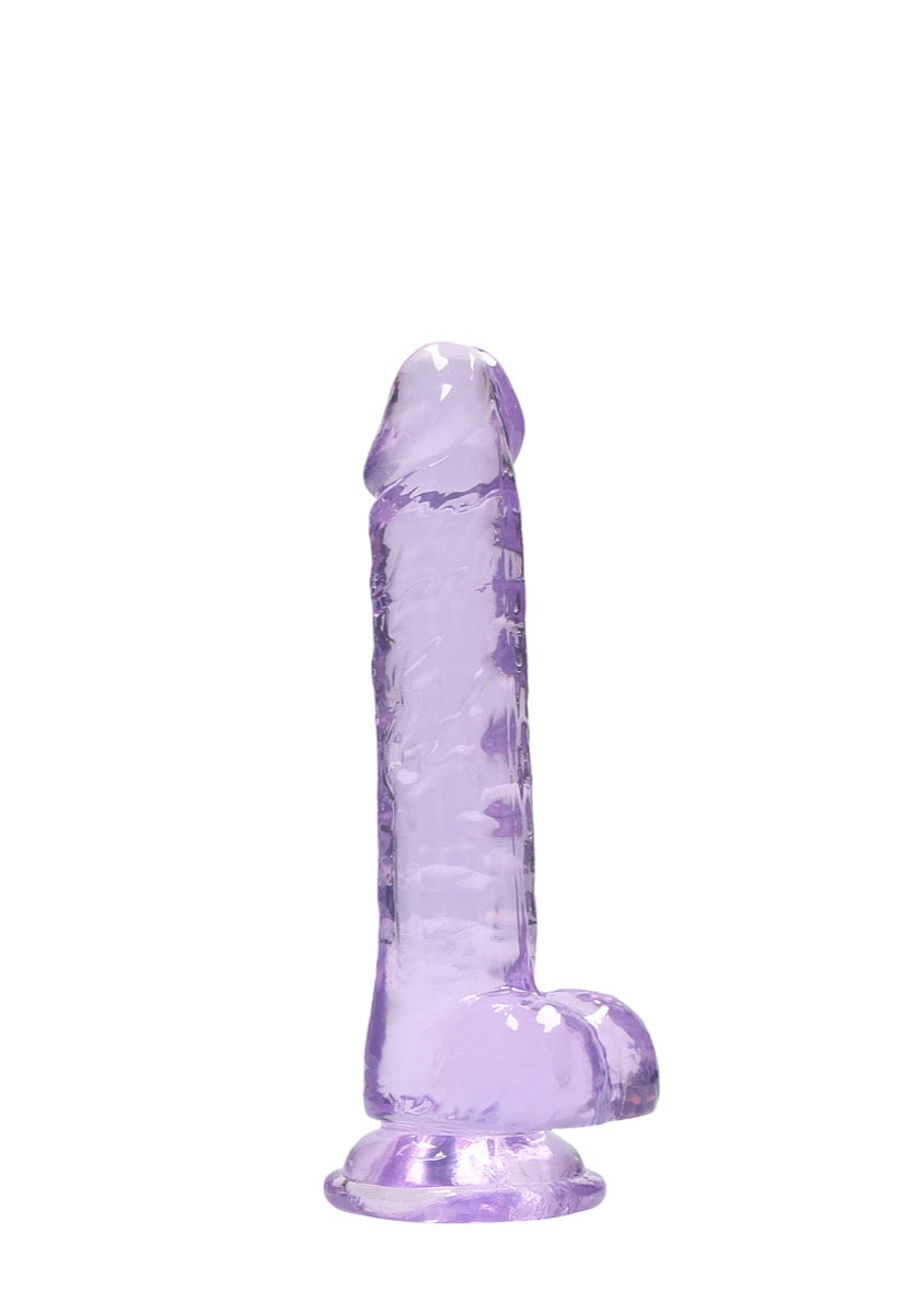 Real Rock Crystal Clear 7" Realistic Dildo With Balls (Purple)