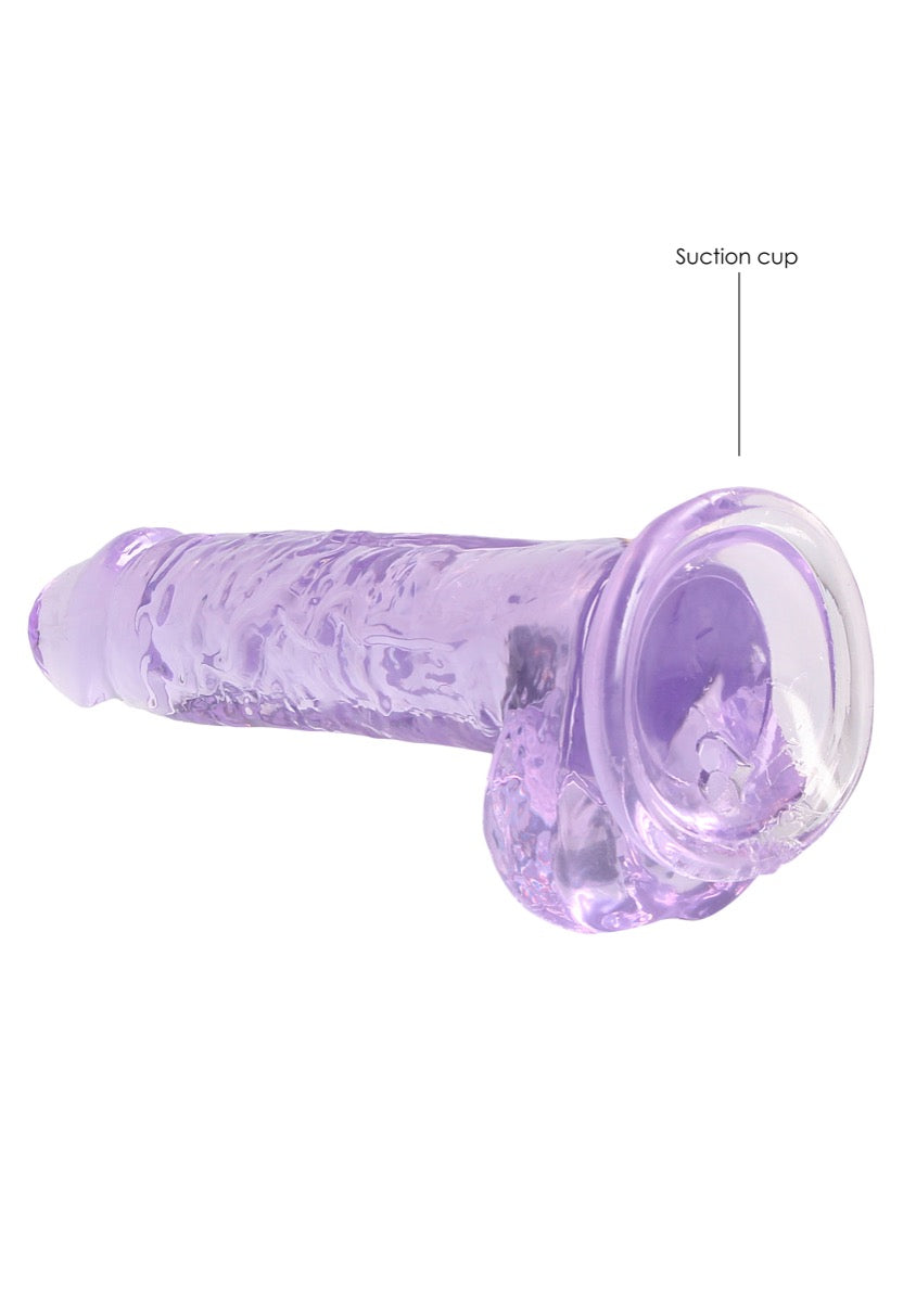 Real Rock Crystal Clear 7" Realistic Dildo With Balls (Purple)