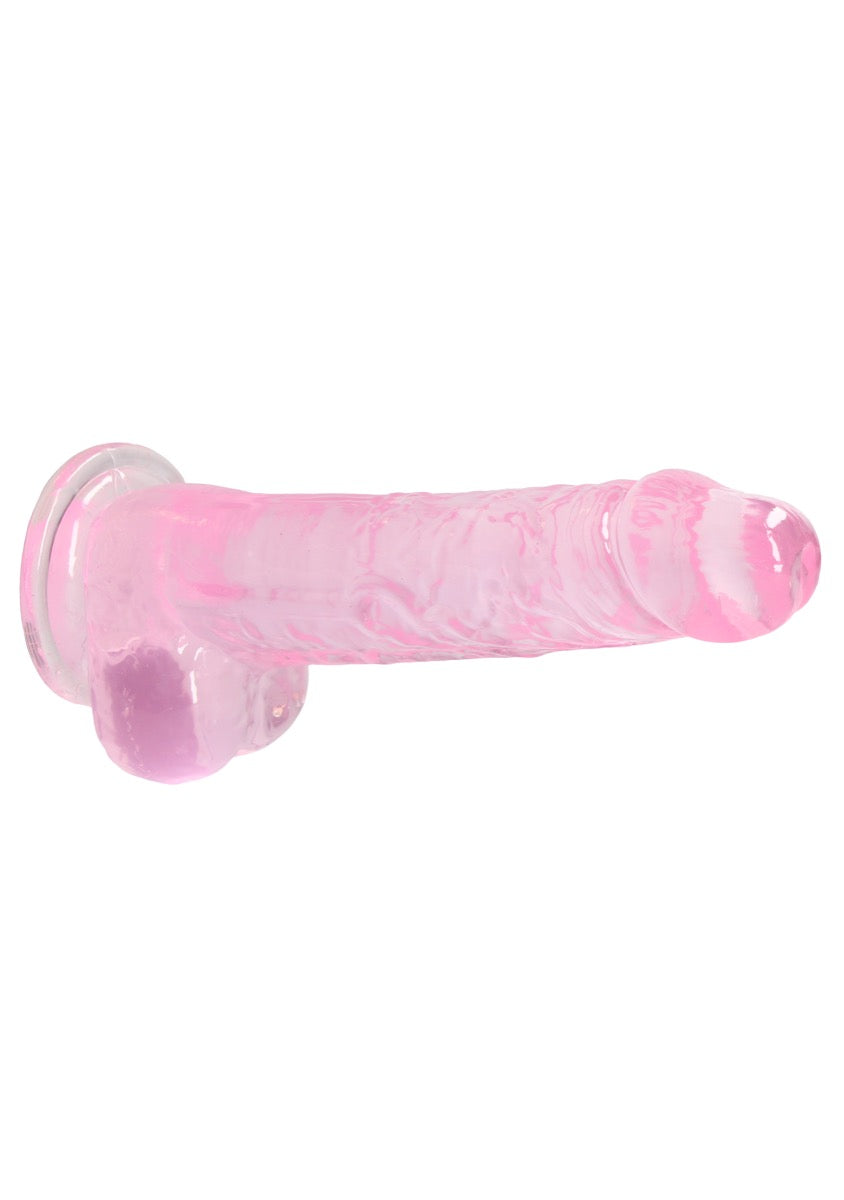 Real Rock Crystal Clear 8" Realistic Dildo With Balls (Pink)