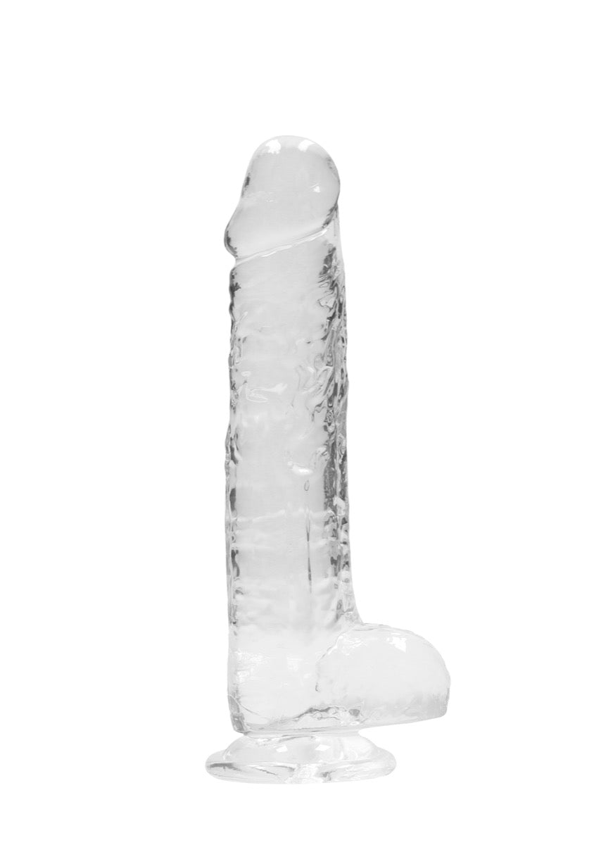 Real Rock Crystal Clear 8" Realistic Dildo With Balls (Transparent)