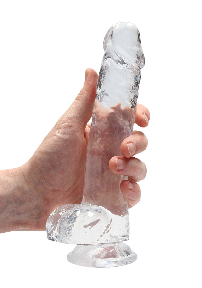 Real Rock Crystal Clear 8" Realistic Dildo With Balls (Transparent)