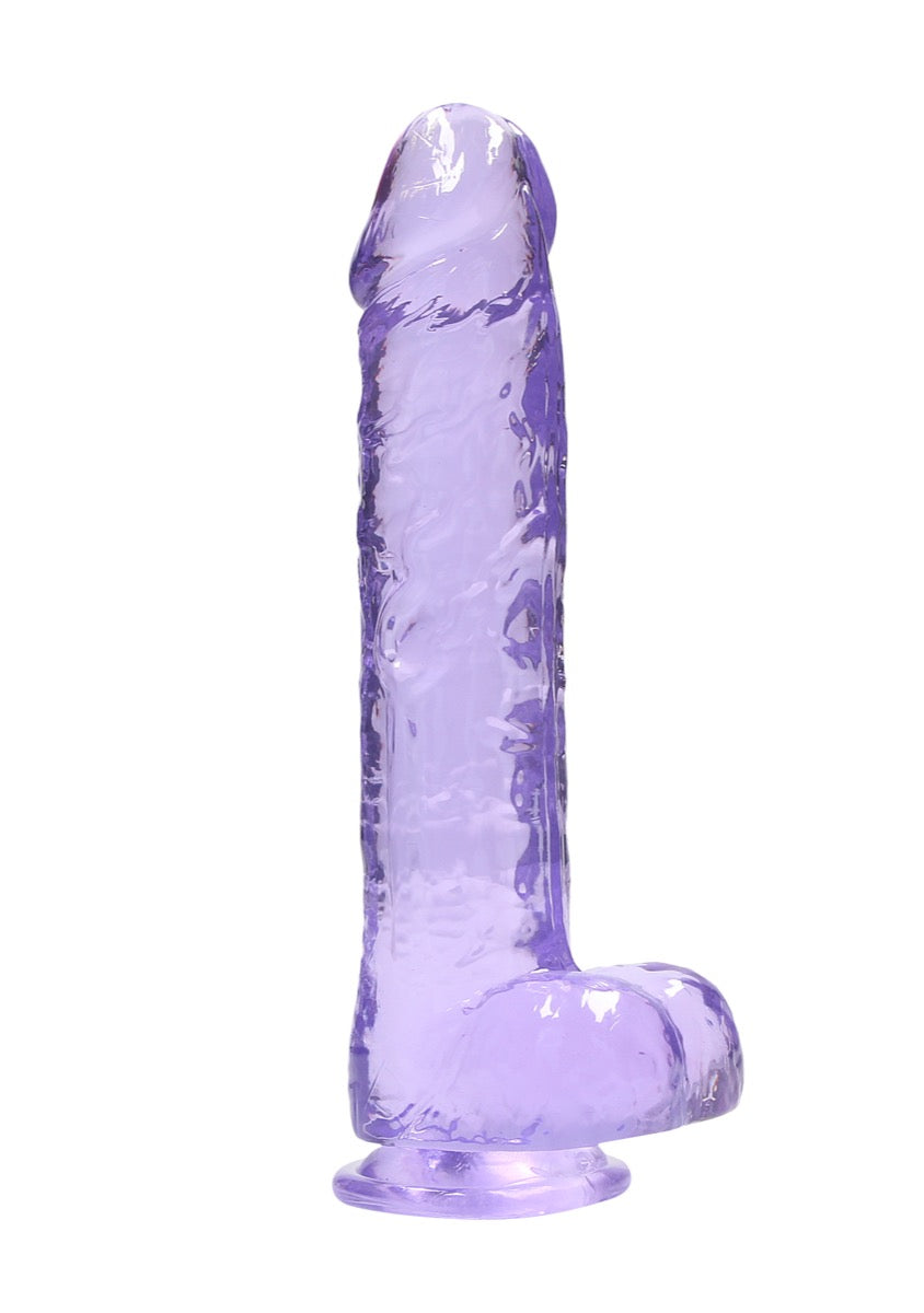 Real Rock Crystal Clear 9" Realistic Dildo With Balls (Purple)