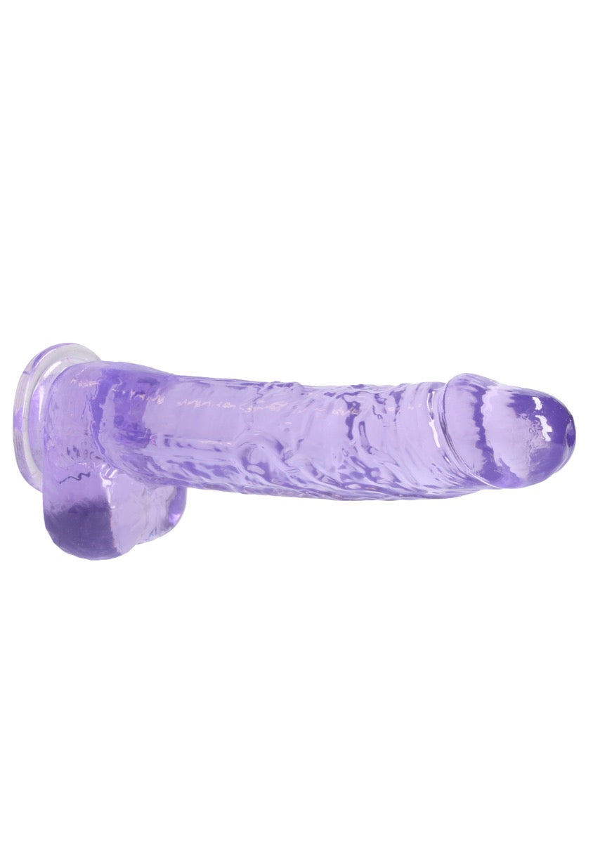 Real Rock Crystal Clear 9" Realistic Dildo With Balls (Purple)