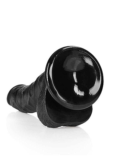 Real Rock - Curved Realistic Dildo & Balls with Suction Cup 7 inches - Black