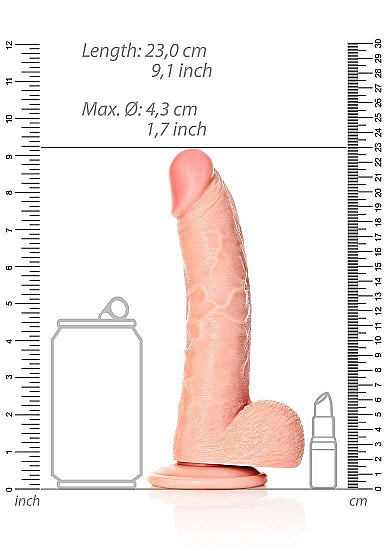 Real Rock - Curved Realistic Dildo & Balls with Suction Cup 8 inches - Skin