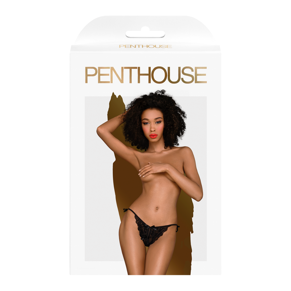 Penthouse - Too hot to be real - Crotchless lace side-tie panties - black - L/XL