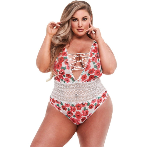 Baci - White Floral & Lace Teddy Q