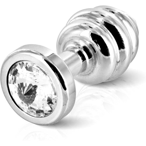 Diogol - Ano Butt Plug Ribbed Silver Plated 35 mm