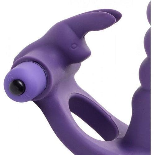 Double Delight Dual Penetration Vibrating Rabbit Cock Ring