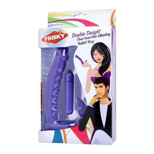 Double Delight Dual Penetration Vibrating Rabbit Cock Ring