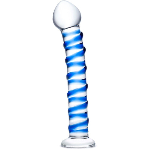 Glas - Blue Spiral Glass Dildo