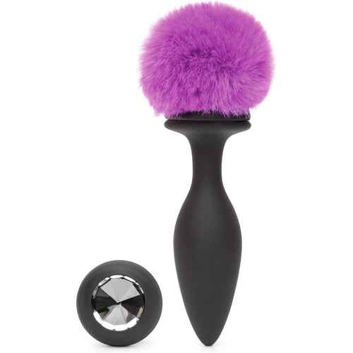 Happy Rabbit - Rechargeable Vibrating Butt Plug Black & Purple Large