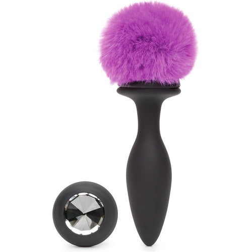 Happy Rabbit - Rechargeable Vibrating Butt Plug Black & Purple Medium